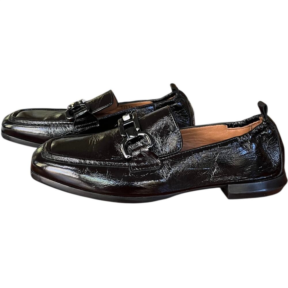 Homers Artisan Black Patent Lena 21544 SuperLux Leather Loafers Buckle W 37 US 7